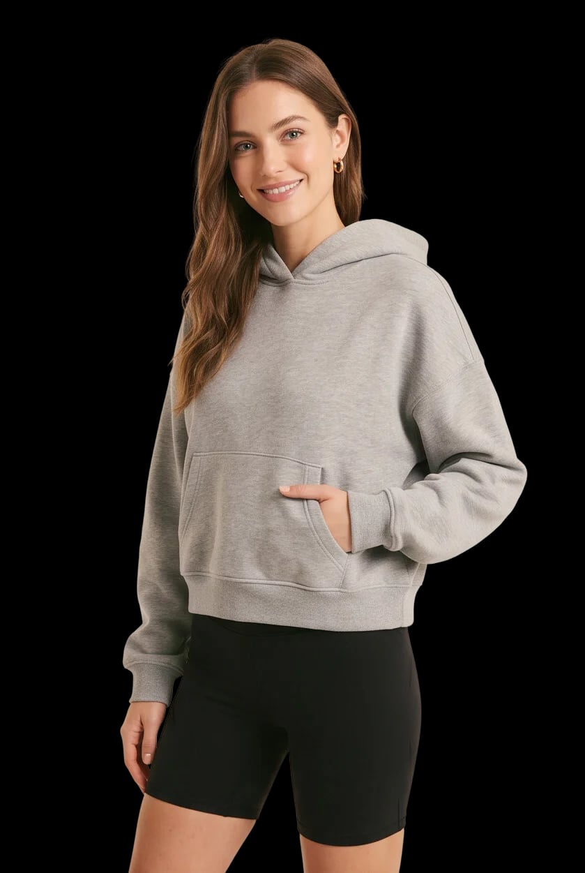 Oversized-Fit Cropped Hooded Sweatshirt 1