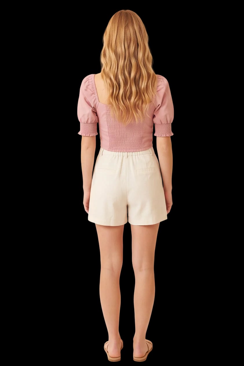 Short-Fit Square Neck Puff Sleeve Blouse 4
