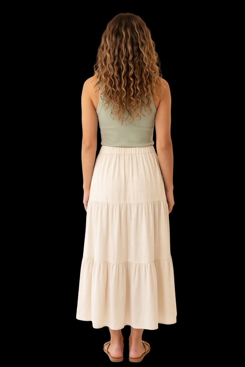 High-Waist Tiered Linen Maxi Skirt 4