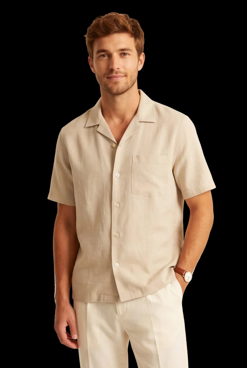 Relaxed-Fit Camp Collar Linen Shirt 1