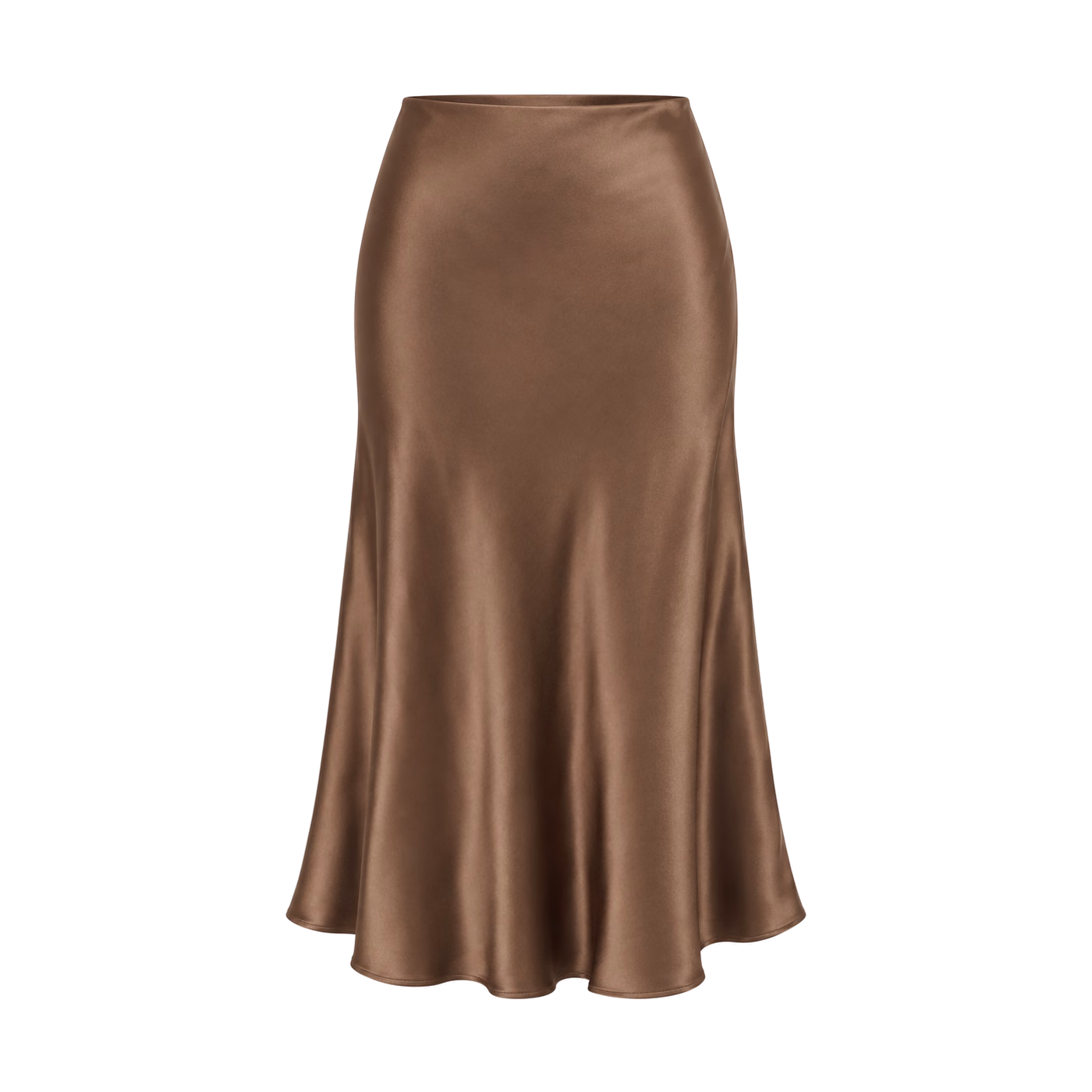 Bias-Cut Midi Skirt in Mocha