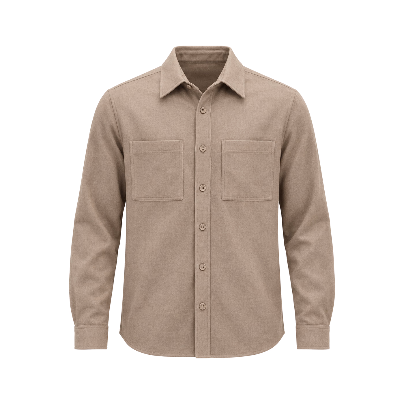 Clean-Line Overshirt in Taupe