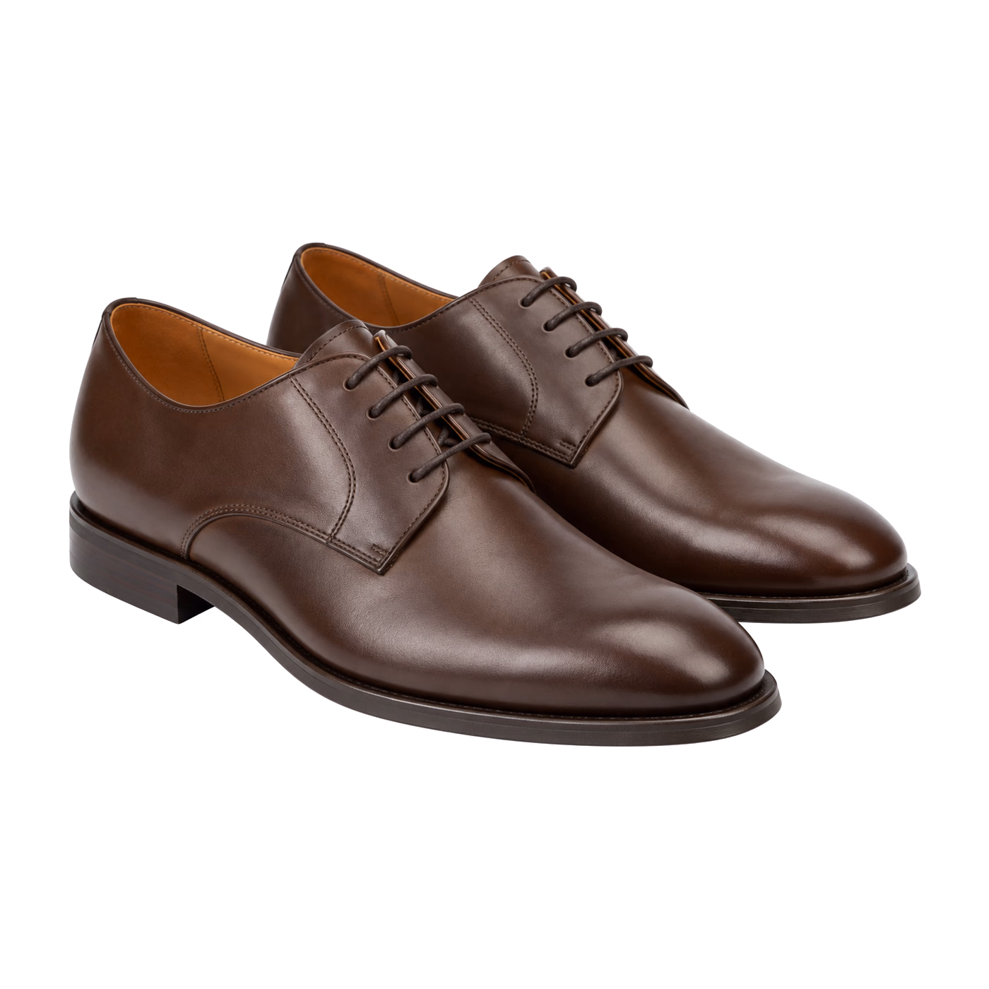Clean-Toe Derby Shoes in Chocolate
