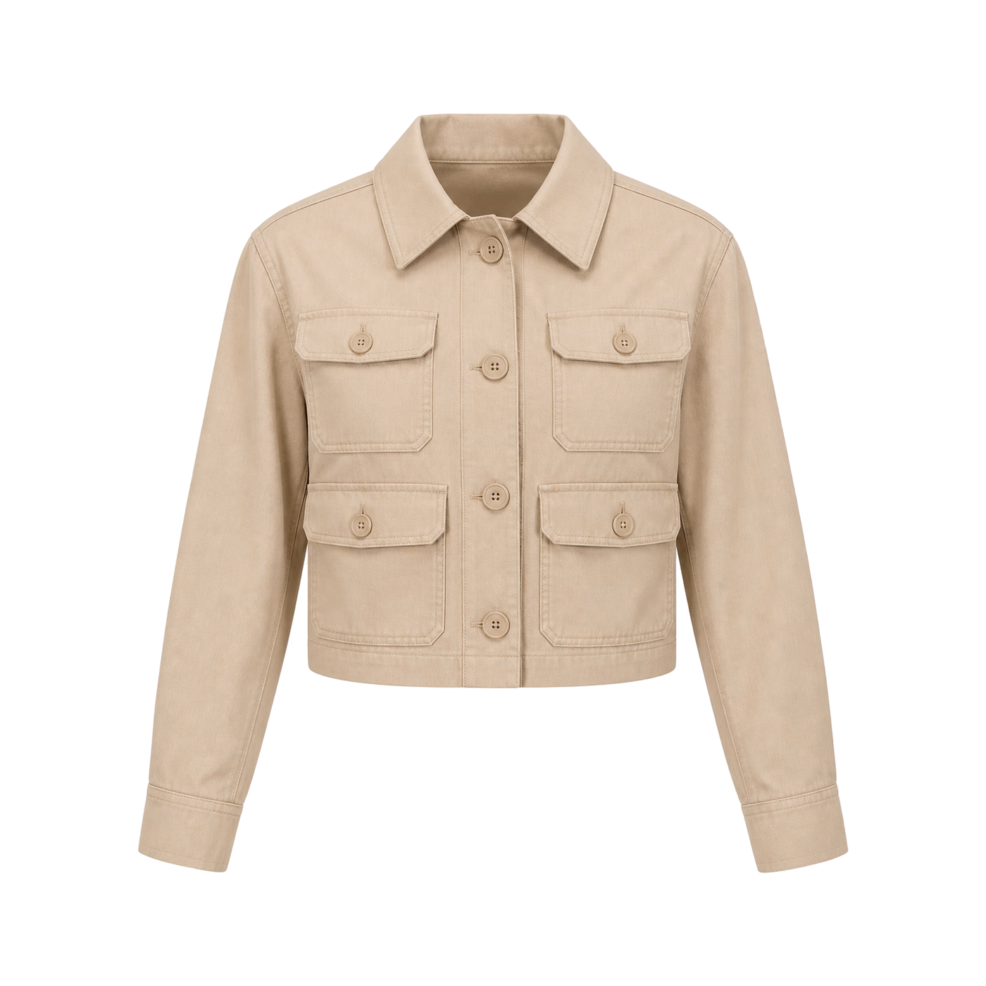 Cropped Utility Jacket in Sand