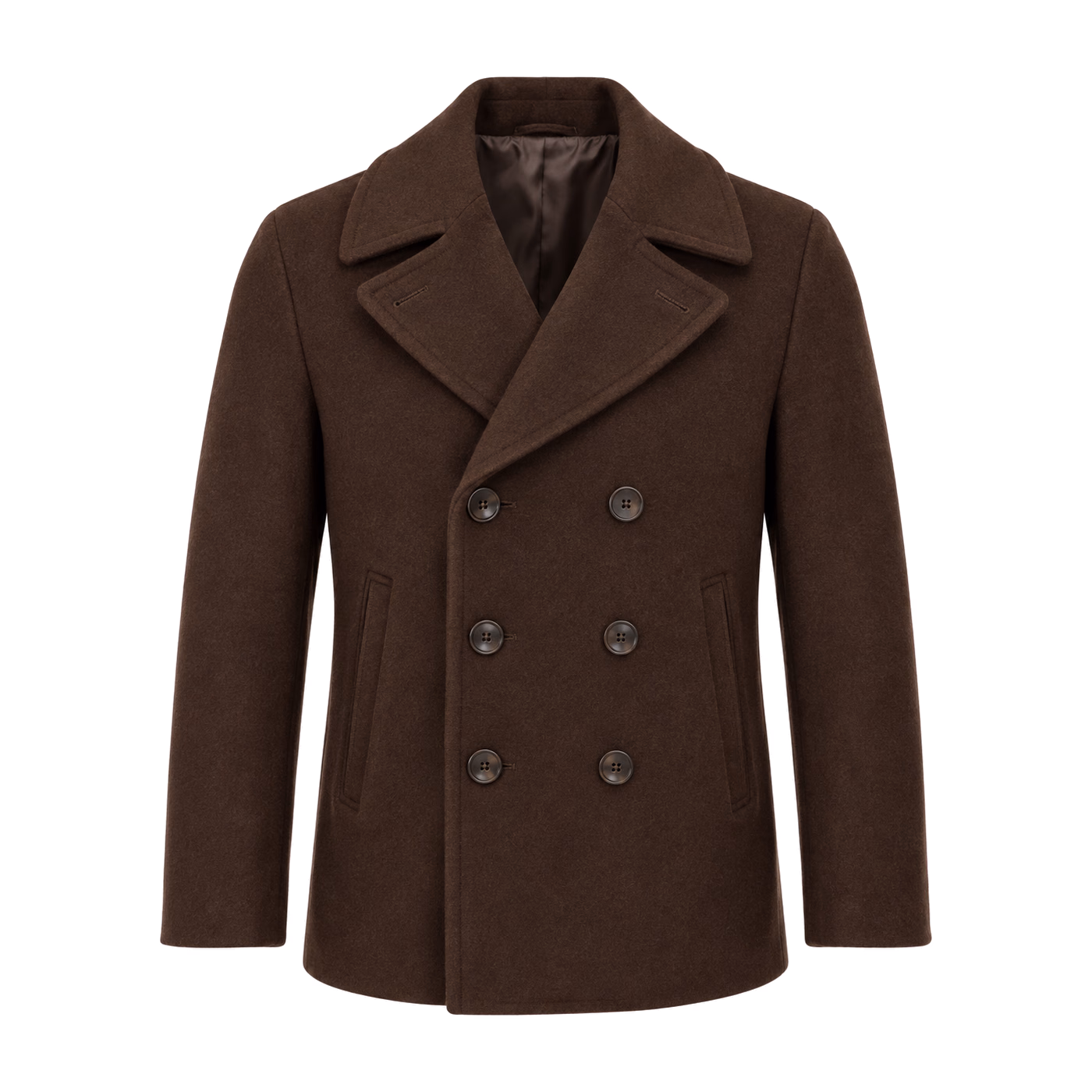 Double-Breasted Peacoat in Chocolate