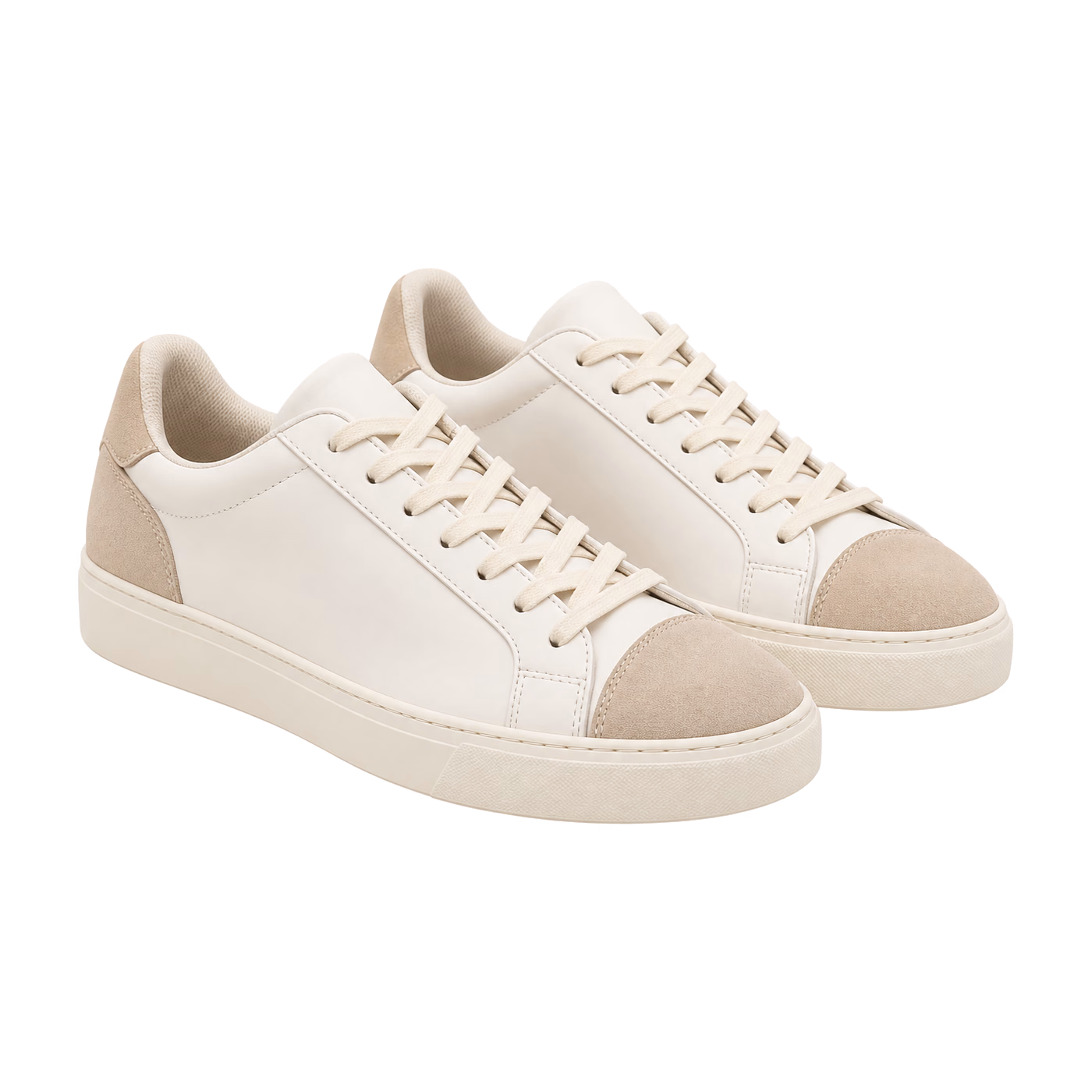 Panelled Court Sneakers in Ivory / Beige