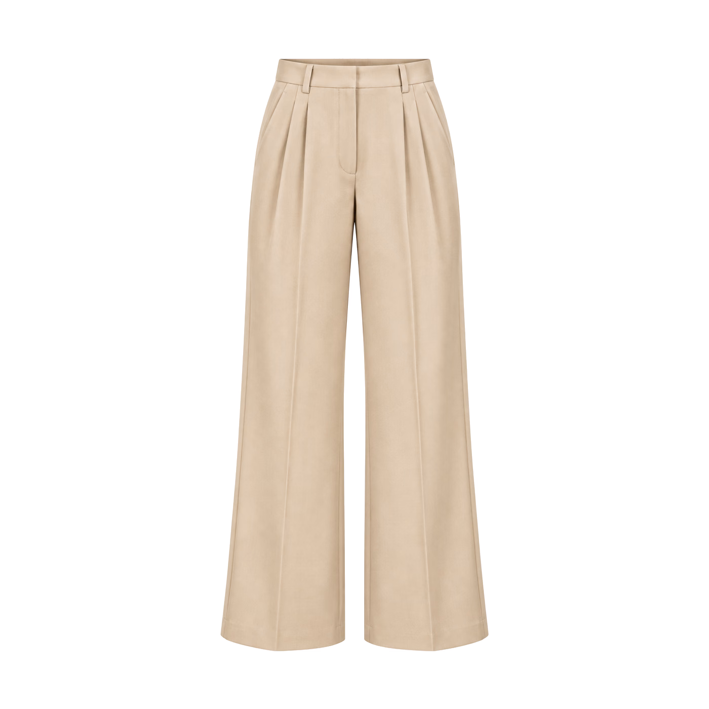 Pleat-Front Wide-Leg Trousers in Stone