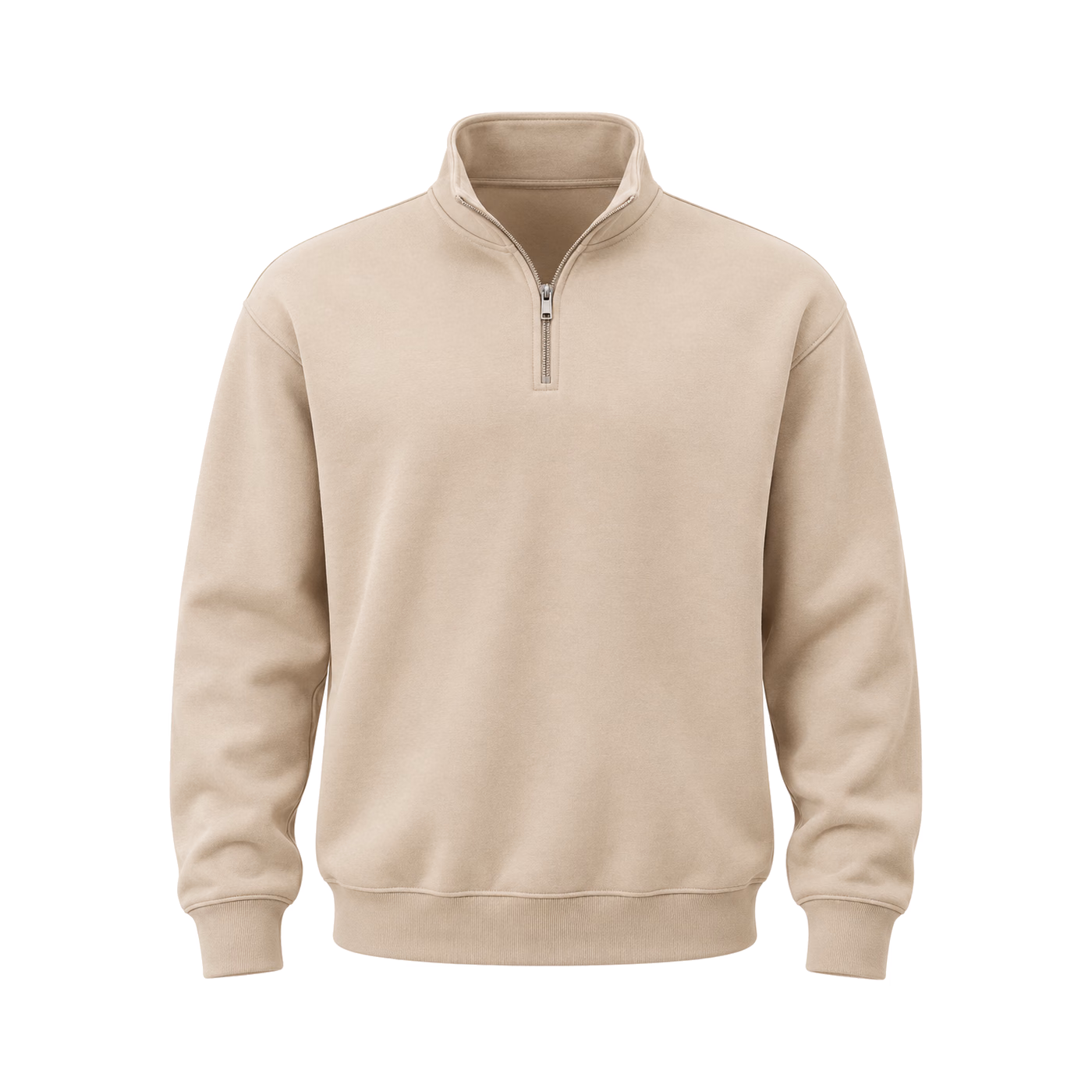 Quarter-Zip Casual Sweatshirt in Sand