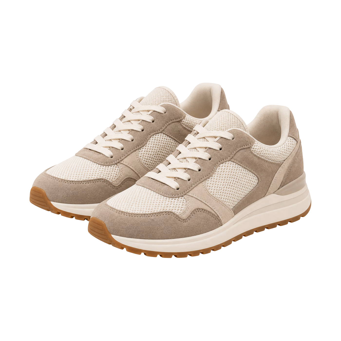 Retro Runner Sneakers in Cream / Taupe