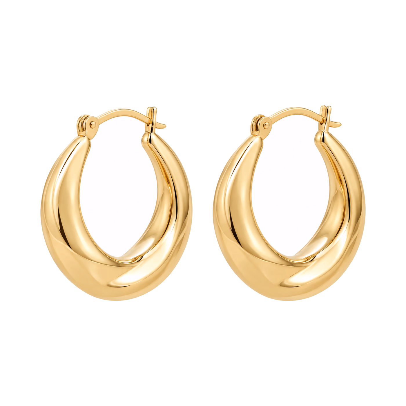 Sculpted Hoop Earrings in Gold Tone