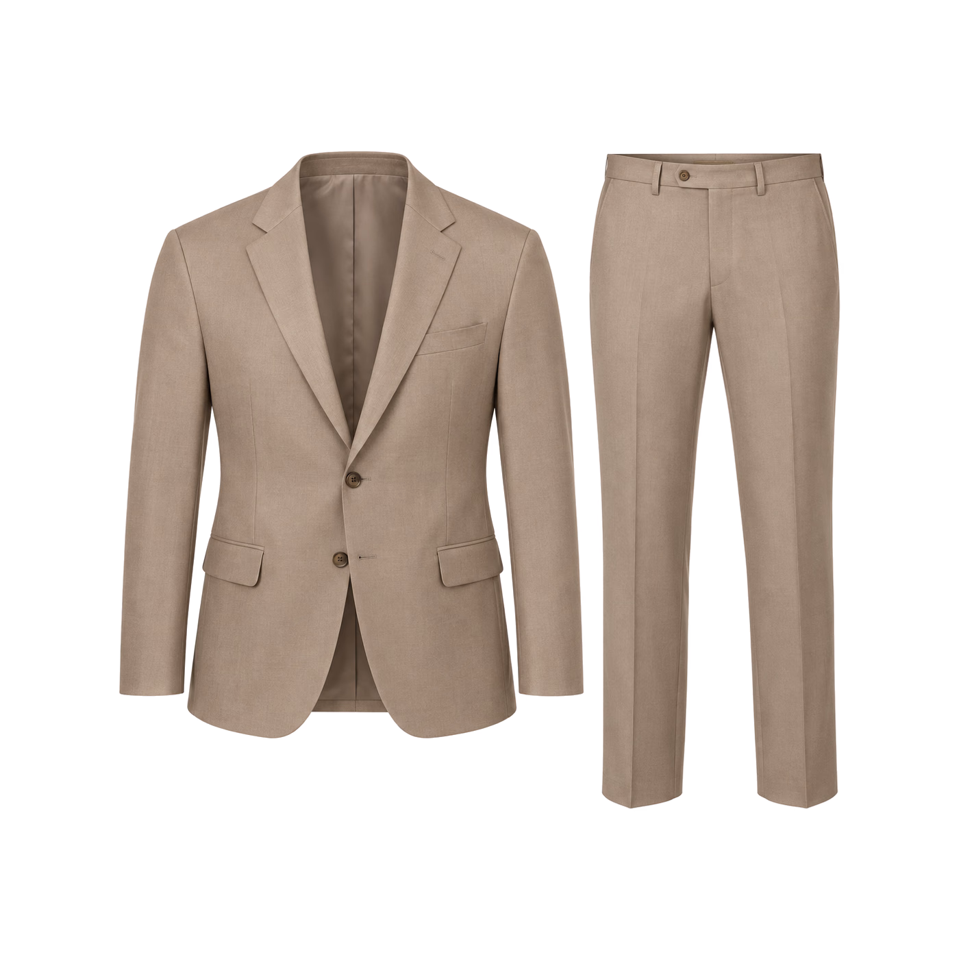 Single-Breasted Tailored Suit in Taupe