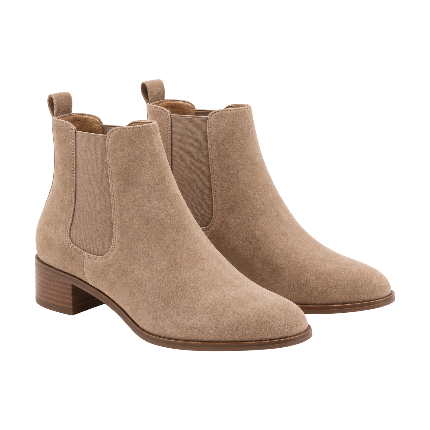 Suede-Look Chelsea Boots in Taupe