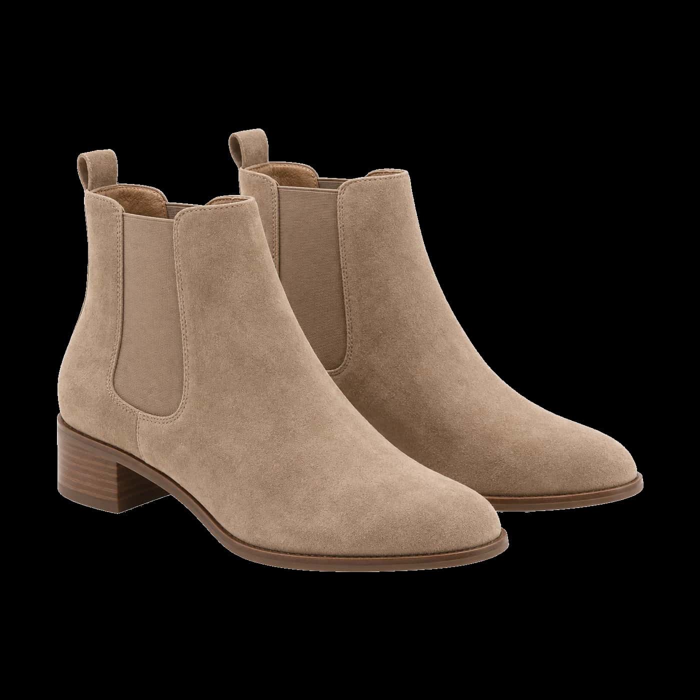 Suede-Look Chelsea Boots in Taupe