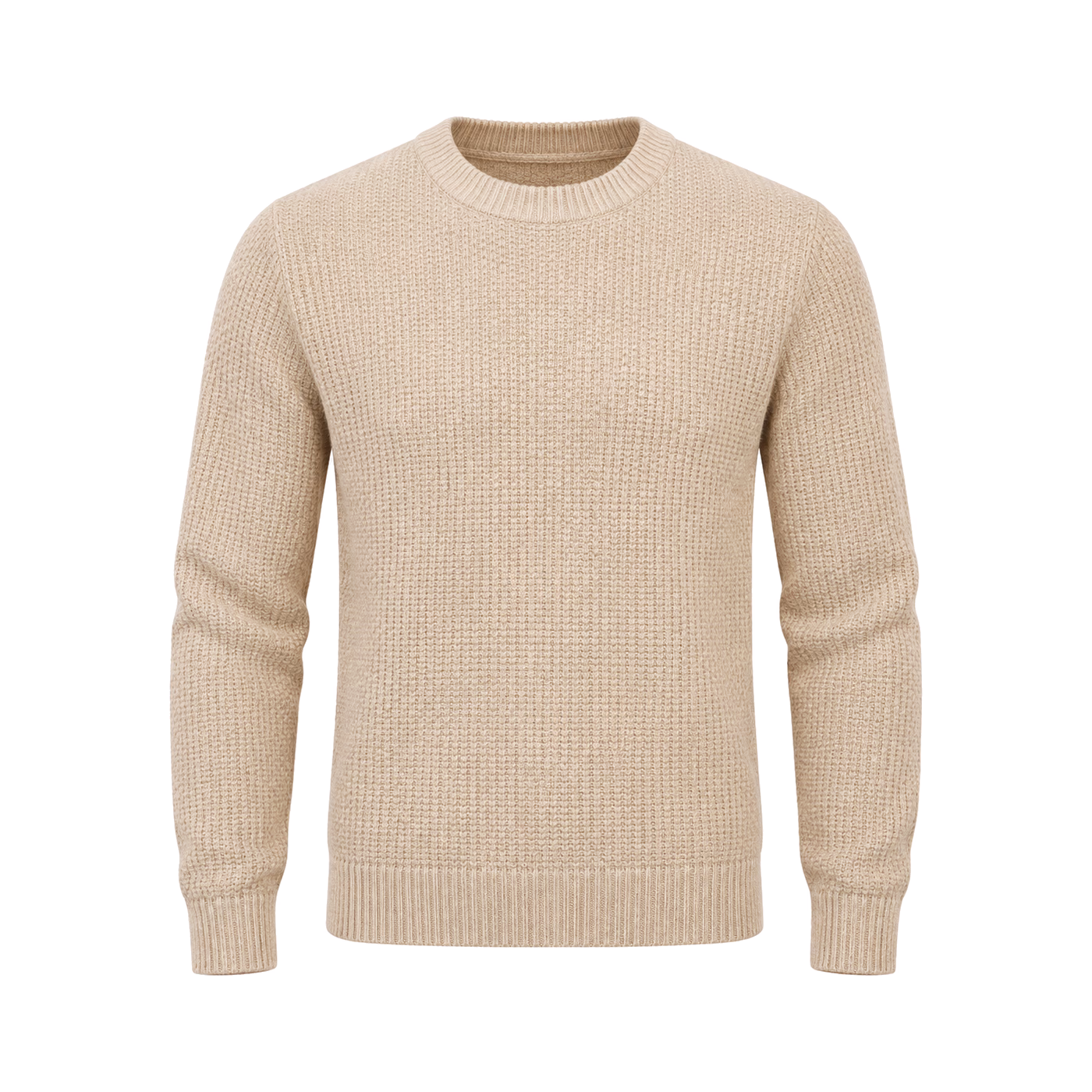 Textured Crew-Neck Sweater in Oatmeal
