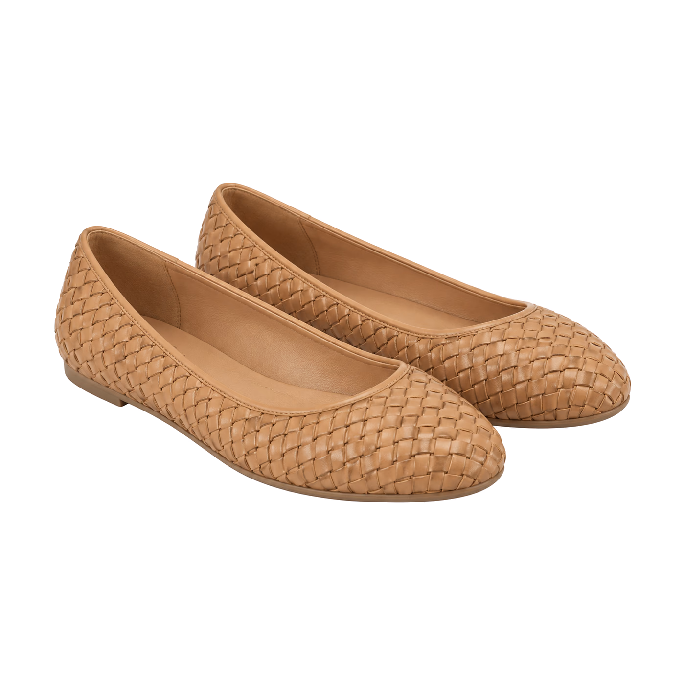 Woven-Detail Summer Flats in Tan